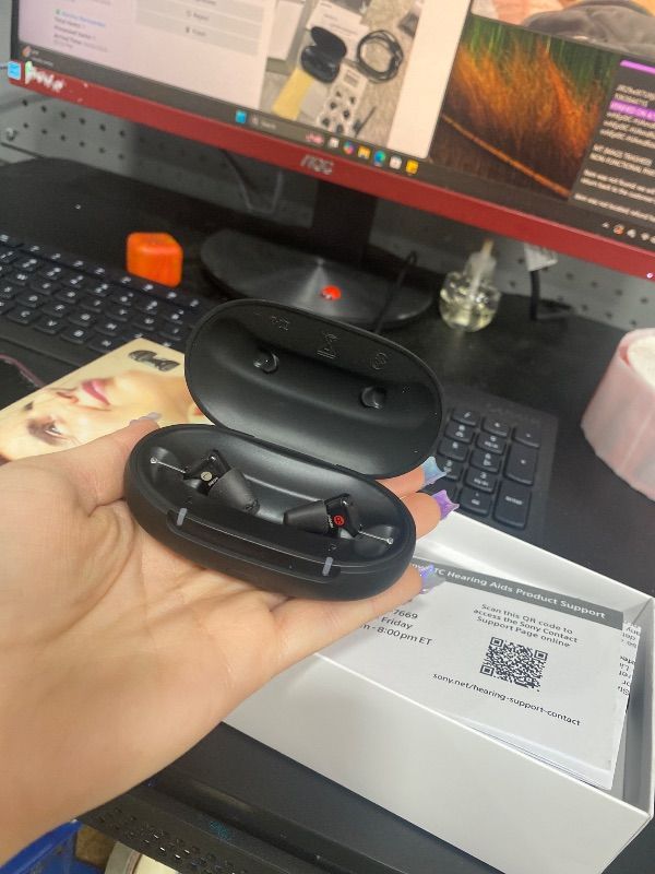 Photo 1 of Sony CRE-C20 Self-Fitting OTC Hearing Aids for Mild to Moderate Hearing Loss, Prescription-Grade Sound Quality, Compact Virtually Invisible Design, Customizable App, and Rechargeable Battery