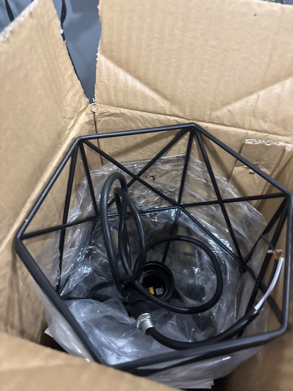 Photo 1 of 2 Pack 1 Light Vintage Hanging Light Pendant Light Fixture Farmhouse Basket Cage Hanging Ceiling Light?for Kitchen Island Dining Restaurant Room Hallway Hotel Bar Base Black Edison E26…