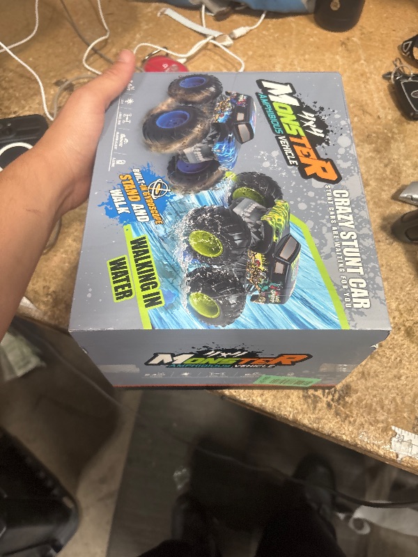 Photo 1 of 1:14 Waterproof RC Truck, Front & Rear Wheelie Monster Truck Toys, 4WD Amphibious Remote Control Car with LED Light, All Terrain Off-Road Toy for 4 5 6 7 8 9 10 11 12 Year Old Boys Girls