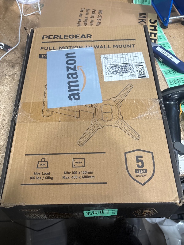 Photo 1 of ***UNTESTED/ POSSIBLY FOR PARTS*** Perlegear Rolling TV Stand, Mobile TV Stand on Wheels for 32-85 Inch Screens up to 132 lbs, Height Adjustable Mobile TV Cart with Metal Shelf, Rolling TV Cart with Lockable Wheels Max VESA 600x400mm