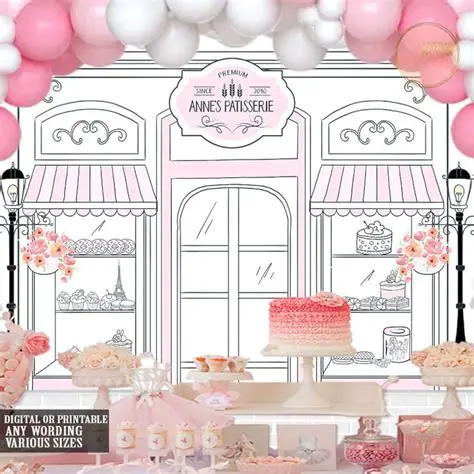 Photo 1 of ***STOCK PHOTO FOR ITEM REFERENCE STYLE DIFFERS*** Pink Pastry Backdrop (possibly 8x12 EXACT SIZE UNKNOWN)