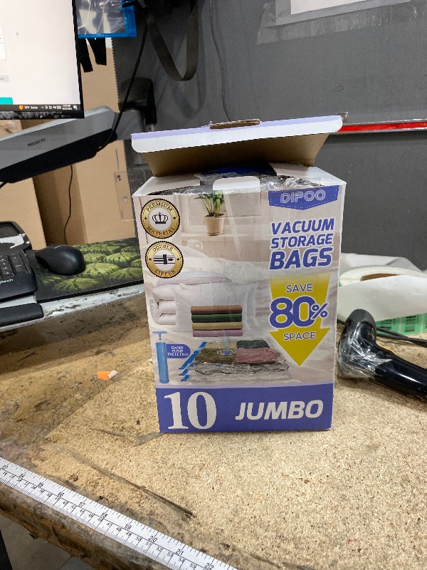 Photo 1 of 10 Pack Jumbo Vacuum Storage Bags with Hand Pump, 80% Storage Space Saving, Sturdy Leak-Free Space Saver Vacuum Seal Bags for Clothing, Vacuum Compression Bags for Travel Lugggage Blankets Comforters