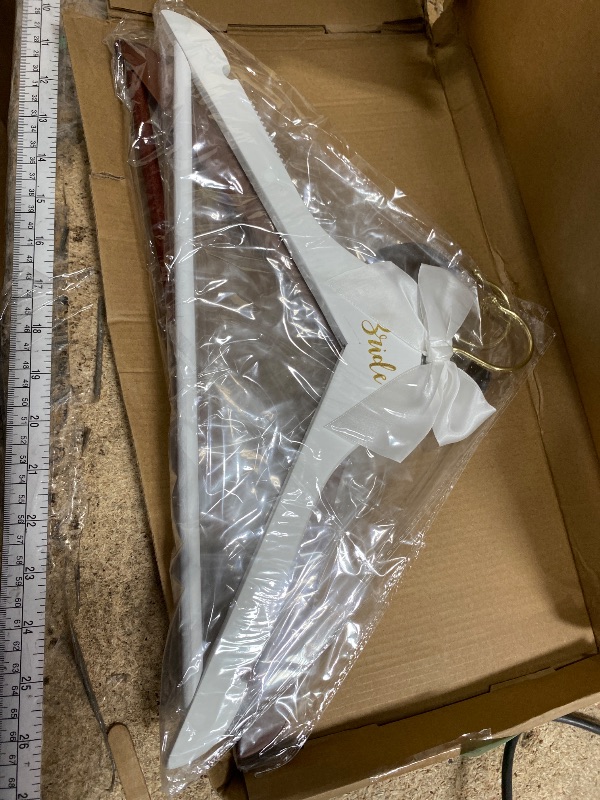 Photo 1 of 2pcs Bride and Groom Wedding Hangers, Wooden Elegant Bridal Dress Hanger with Bow & Bow Tie Wedding Dress Accessory for Bridal Party & Shower Supplies