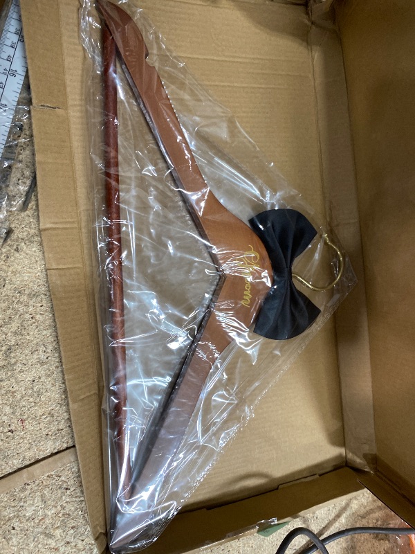 Photo 1 of 2pcs Bride and Groom Wedding Hangers, Wooden Elegant Bridal Dress Hanger with Bow & Bow Tie Wedding Dress Accessory for Bridal Party & Shower Supplies