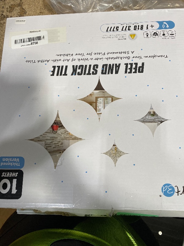 Photo 1 of **UNKNOWN DAMAGES** Art3d Peel and Stick Backsplash Tiles – 12"x12" White Washed Thicker Design, Self-Adhesive Wall Tile for Kitchen & Bathroom