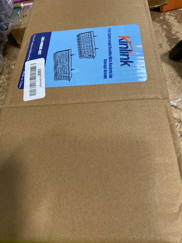 Photo 1 of 2 Sets Extra Large Hanging Wall Basket, Brown Metal Wire Baskets with Steel Hooks for Organizing, WallmountedFruit Vegetable Toy Snack Storage, Home Kitchen Bathroom Laundry Pantry Organizer