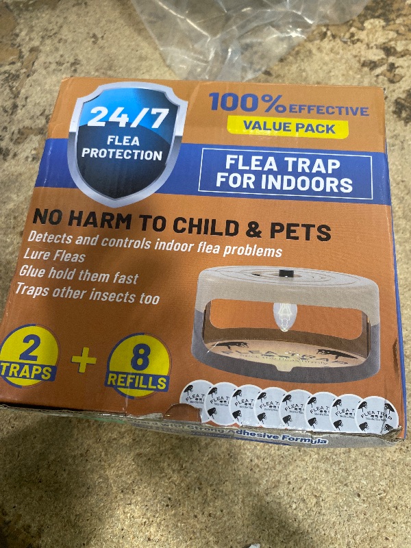 Photo 1 of 2 Pack Flea Traps for Inside Your Home, Indoor Flea Light, Bed Bug Killer with 8 Sticky Pads & 4 Light Bulb, Odorless Natural Insect Infestation Treatment Trap for Kid Pet