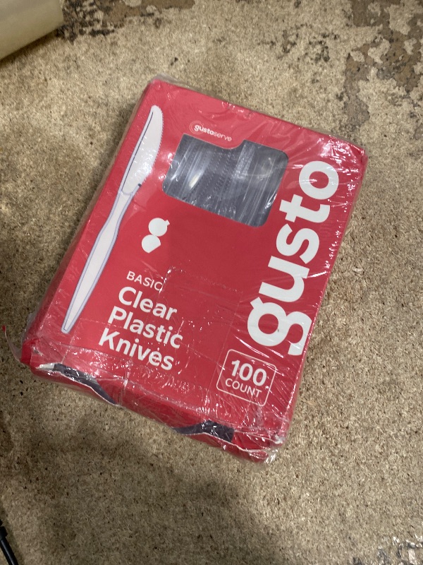 Photo 1 of [100 Pack] Heavy Duty Disposable Clear Plastic Knives - Basic Cutlery for Parties, Events, and Everyday Use