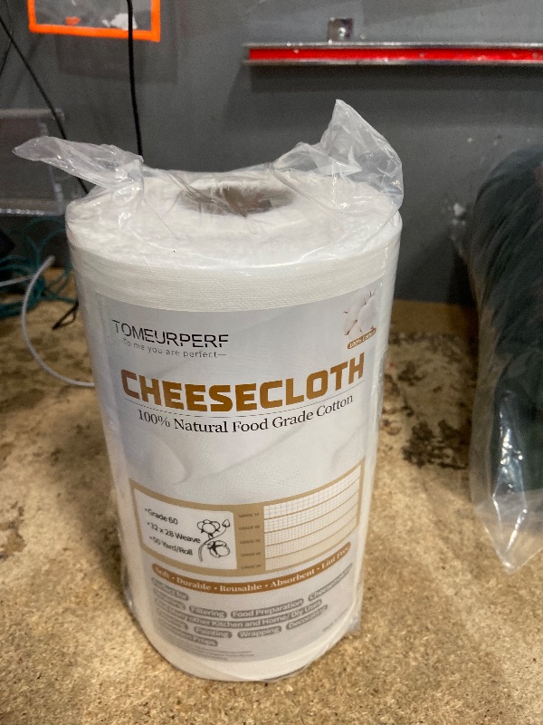 Photo 1 of 1 Roll Cheese Cloth for Straining 100% Natural Cotton Unbleached Reusable Cheese Cloths for Cooking, Polishing, Straining, Cheesecloth Table Runner for Wedding, Decoration(1x56 Yard, Grade 50)