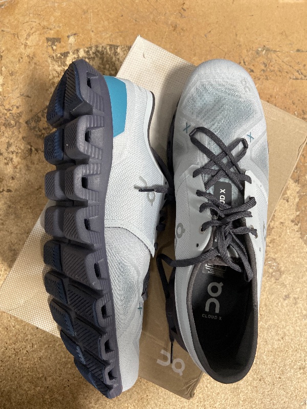 Photo 1 of (used) On Men's Cloud X 3 Sneakers, Glacier/Iron, 12 Medium US