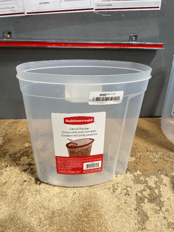 Photo 1 of **SEE NOTES**Rubbermaid Flex and Seal Cereal Keeper, 1.5 Gallon, BPA-Free, Clear with Red Lid, Airtight