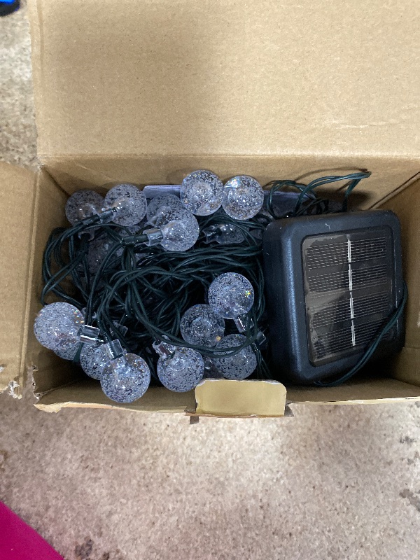 Photo 1 of **1 SET WORKING ONLY**LORRYTE 2-Pack 72FT 120 LED Crystal Globe Solar String Lights Outdoor, Waterproof Solar Lights for Outside, 8 Lighting Modes Patio Decor for Garden Yard Porch Wedding Party(Warm White)