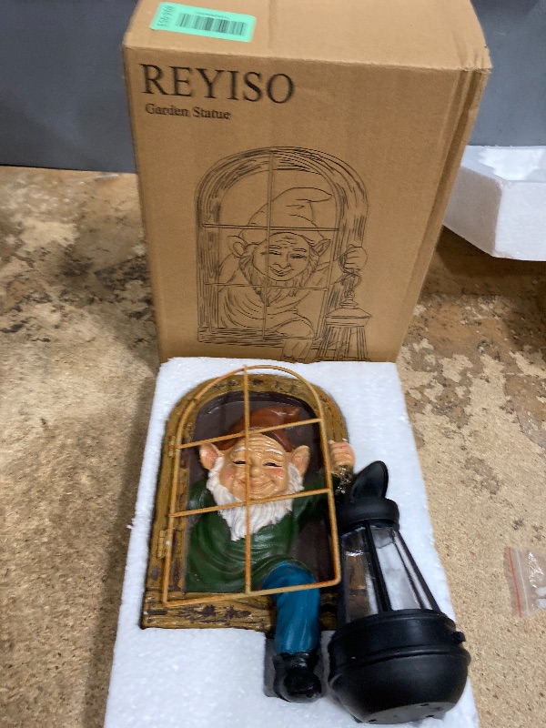 Photo 1 of **UNKNOWN DAMAGES** REYISO Whimsical Fairy Garden Gnomes with Solar Lights-10 Elf Out The Door Tree Hugger Garden Statues-Outdoor&Yard Decor-Tree Face Sculpture,Ideal Halloween Gifts - Yard Art for Patio,Fence,Wall