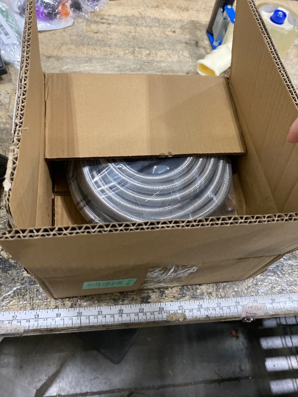 Photo 1 of 20 Feet High Pressure Braided Propane Hose Extension with 3/8" Flare & NPT Conversion Couplings for BBQ, Fire Pit, Heater