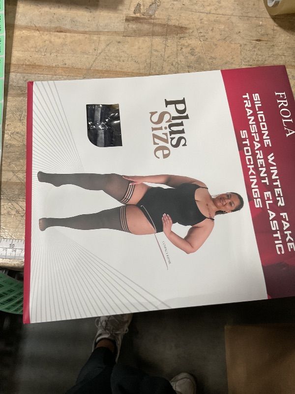 Photo 1 of *UNKNOWN SIZE*Frola Plus Size Thermal High Stockings for Women Silicone Lace Winter Fake Translucent Warm Tights?M-L,Black?