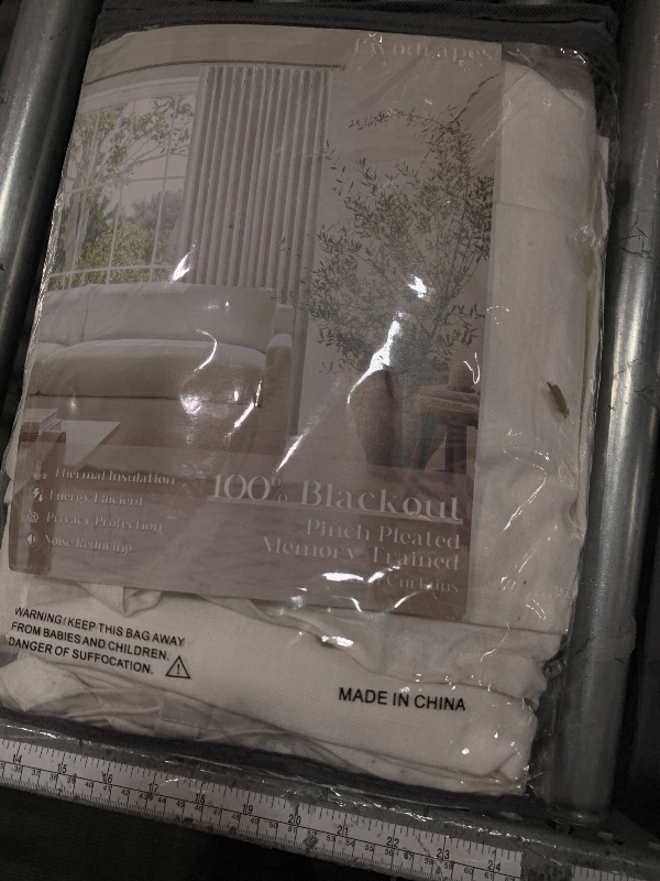 Photo 1 of 100% Blackout Pinch Pleated Linen Curtains 84 Inch Length 2 Panels for Living Room Bedroom 2 Layer Beige Off White Light Blocking Thermal Insulated Pinch Pleat Room Darkening Curtains 84 Inches Long