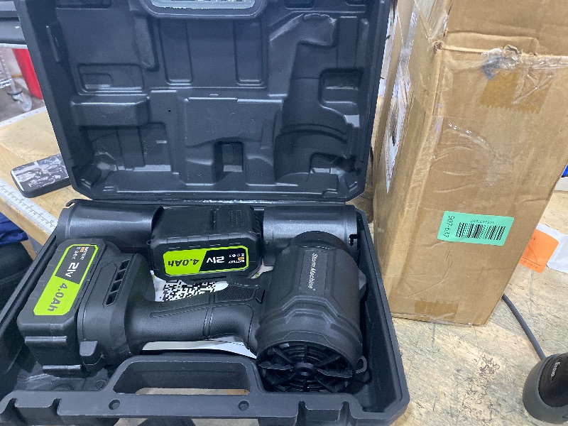 Photo 1 of **ITEM UNTESTED MISSING CHARGER CORD** Cordless Leaf Blower, 980,000 RPM Handheld Leaf Blower with 2 X 4.0Ah Batteries & Charger, Lightweight Leaf Blowers for Patio Cleaning, Lawn Care, Leaves, Dust