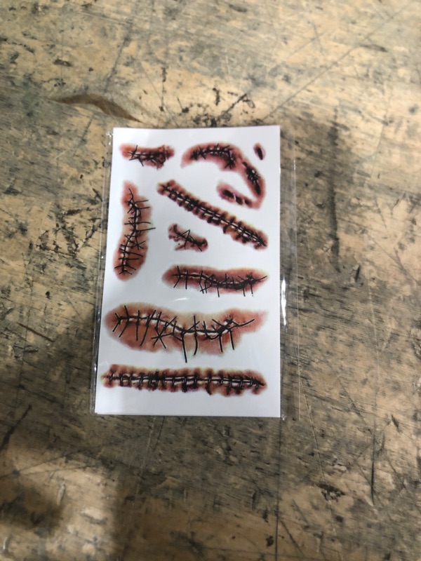 Photo 1 of 10 Sheets Halloween Temporary Tattoos, Realistic Temporary Tattoos Stickers, Scars Tattoos for Zombie Costume, Halloween Parties, Party Favor, Party Supplies
