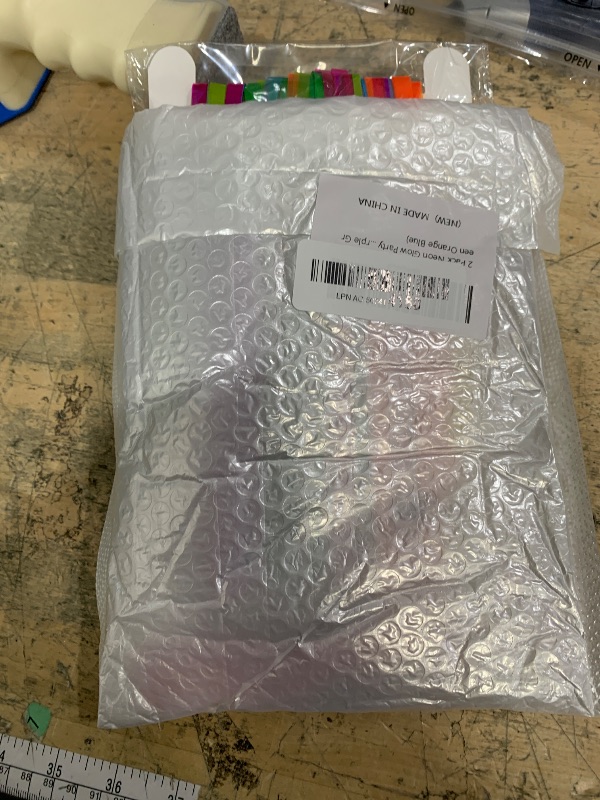 Photo 1 of 2 Pack Neon Glow Party Decor, 3.3 x 6.6 ft Fluorescent Tinsel Foil Fringe Curtains, Brighten Up Your Photo Booth Space Glow in The Dark Party Supplies (Macaron Yellow Purple Green Orange Blue)