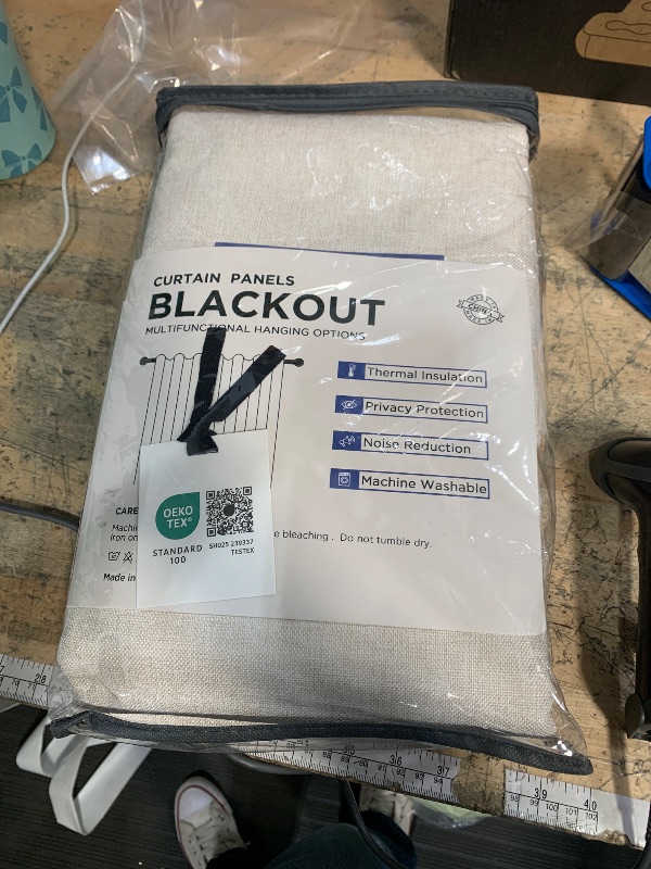 Photo 1 of 100% Blackout Shield Linen Blackout Curtains for Bedroom 102 Inches Long, Back Tab/Rod Pocket Living Room Drapes, Thermal Insulated Blackout Curtains 2 Panels Set, 50" W x 102" L,Cream