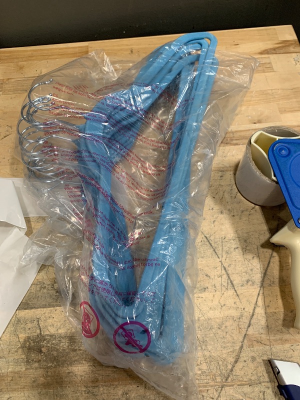 Photo 1 of Velvet, Non-Slip Clothes Hangers light blue