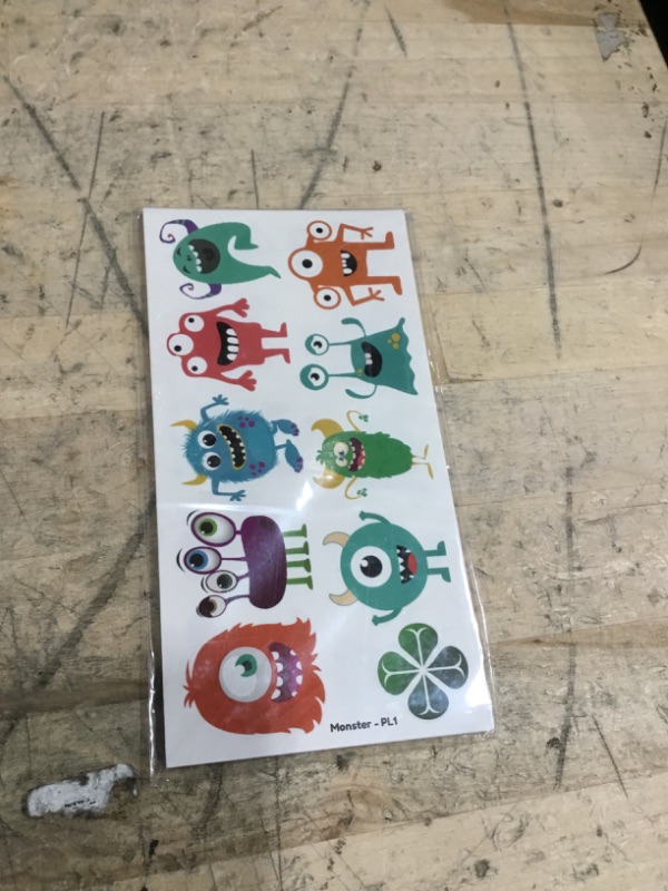Photo 1 of 100 PCS Monster Temporary Tattoos Themed Birthday Party Decorations Favors Supplies Decor Cute Little Monster Color Tattoo Stickers Gifts For Boys Girls School Class Prizes Reward Cartoon