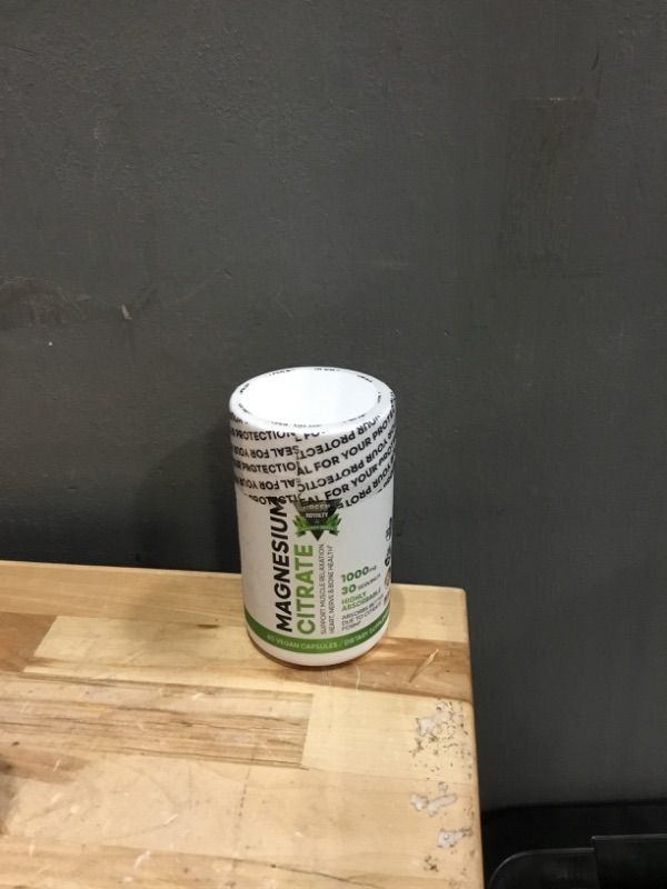Photo 1 of *5/2026* Magnesium Citrate 60 Vegan Capsules 1000mg - Premium Quality- Max Absorption Magnesium Powder Capsules Highly Absorbable Citrate Complex, Gluten Free, Non-GMO - Made in USA - Dietary Supplement.