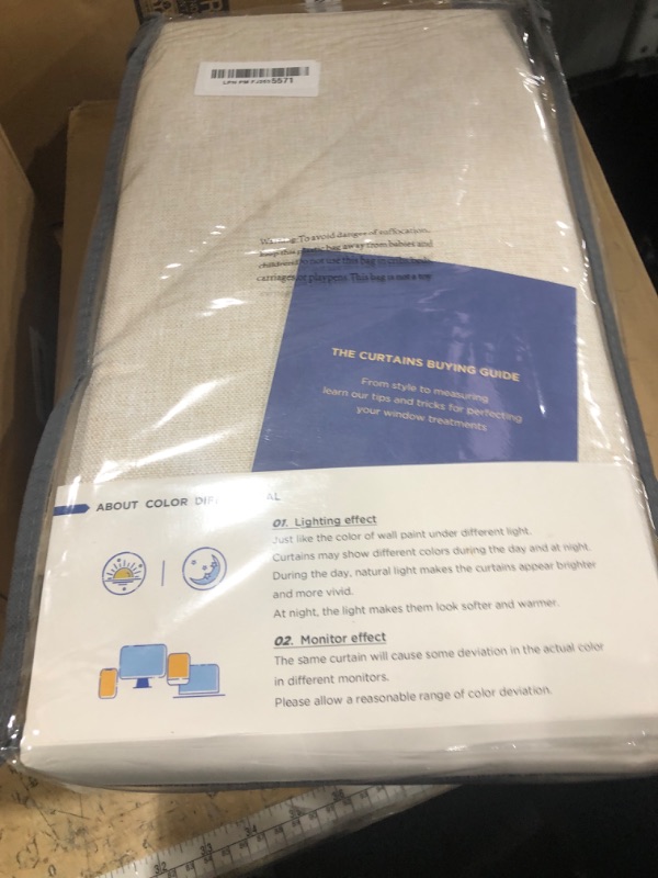 Photo 1 of 100% Blackout Shield Linen Blackout Curtains for Bedroom 96 Inches Long, Back Tab/Rod Pocket Living Room Drapes, Thermal Insulated Blackout Curtains 2 Panels Set, 50" W x 96" L,Cream