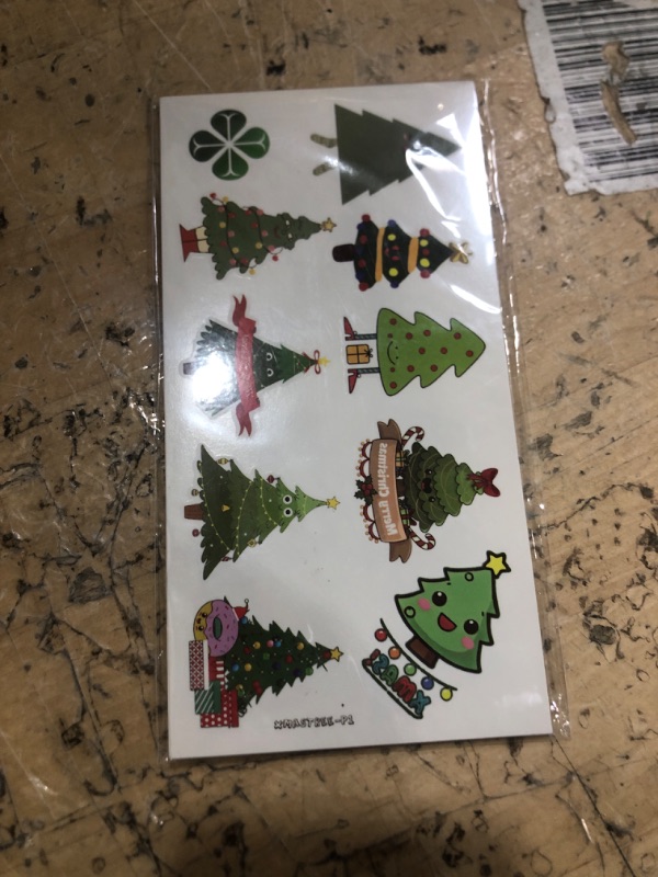 Photo 1 of 105 PCS Christmas Tree Temporary Tattoos Birthday Party Decorations Supplies Favors Mini Merry Xmas Tree Cute Decor Tattoo Stickers Gifts For Game Boys Girls Classroom School Prizes Reward