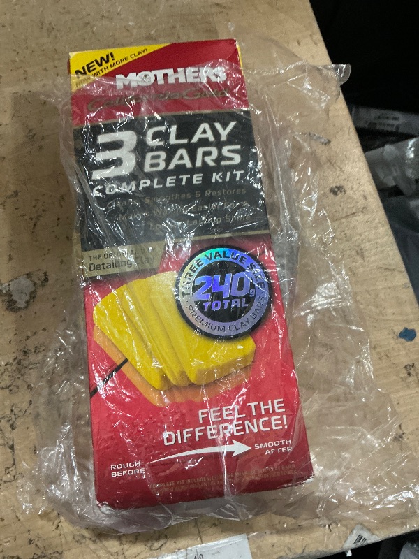 Photo 1 of *****MISSING CLAY BARS***** Mothers California Gold 3 Clay Bar Complete Kit, 3 80-gram Clay Bars + 16 oz. Instant Detailer + Microfiber Towel — Removes Contaminants, Restores Brilliance & Smoothness of Paint (07240)