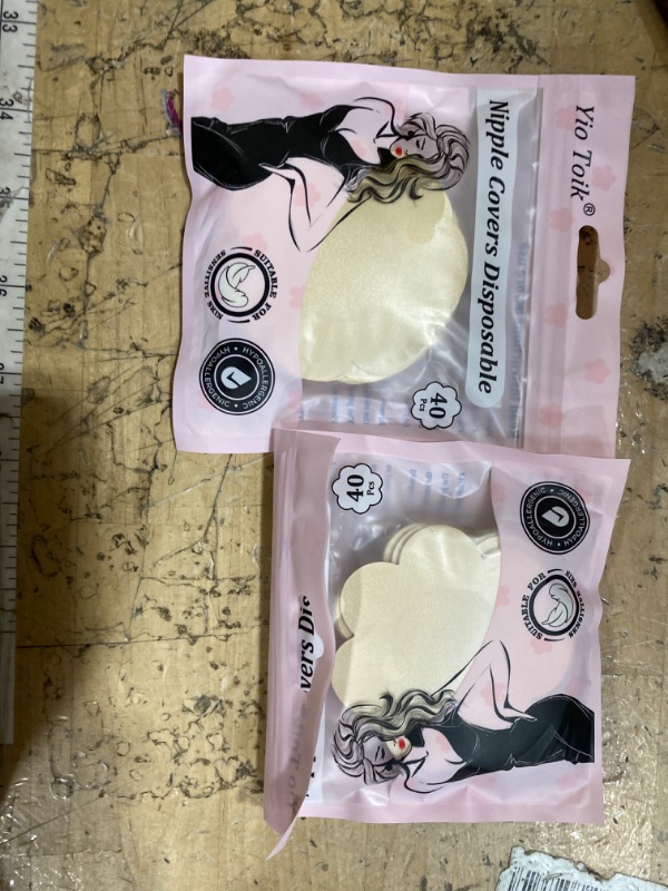 Photo 1 of  2 Yio Toik Nipple Covers For Women Disposable Hypoallergenic Nipple Pasties Breast Petals Invisible Pasties Stickers Pcs Nude