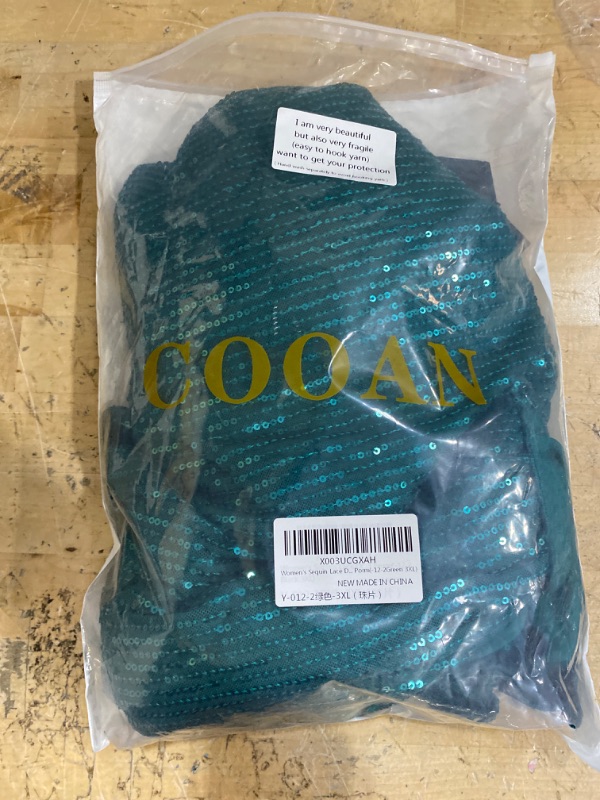 Photo 1 of  COOAN Plus Size Sequin Dresses for Women V Neck Long Sleeve Party Dress Sparkle 3XL