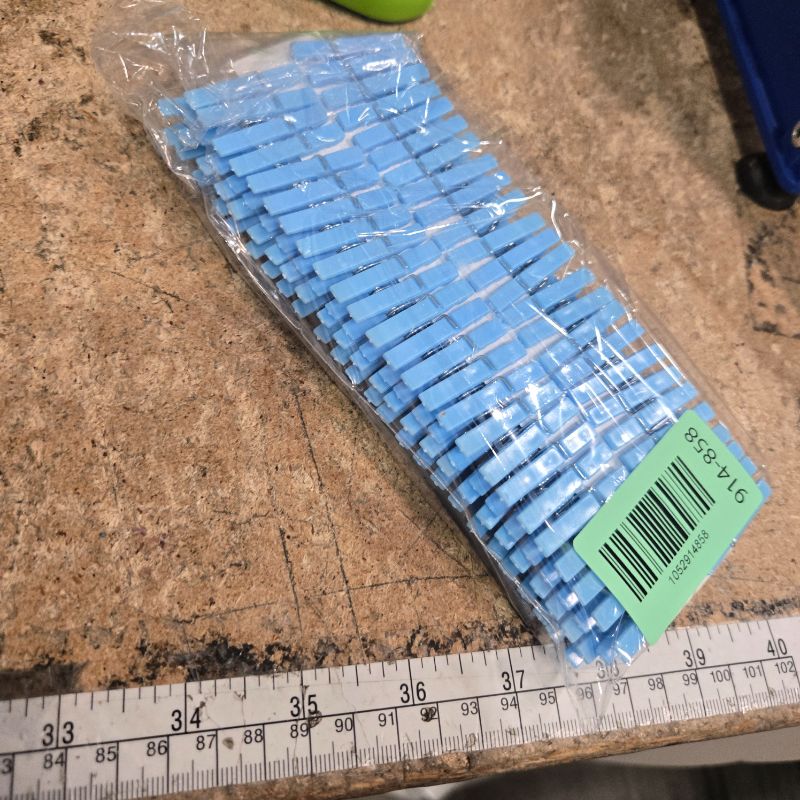 Photo 1 of 100PCS Baby Shower Clothespins Games Boy Plastic Clothes Pin with Storage Bag Mini Blue Pin Bulk 1.4 inch for Party Decorations, DIY Crafts