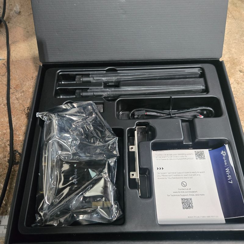 Photo 1 of ***FOR PARTS***TP-Link WiFi 7 BE9300 PCIe WiFi Card for Desktop PC(Archer TBE550E), Tri-Band Wireless Adapter, Bluetooth 5.4, Multicolor Status LED, Supports AMD/Intel Motherboard, Not Compatible with Windows 10