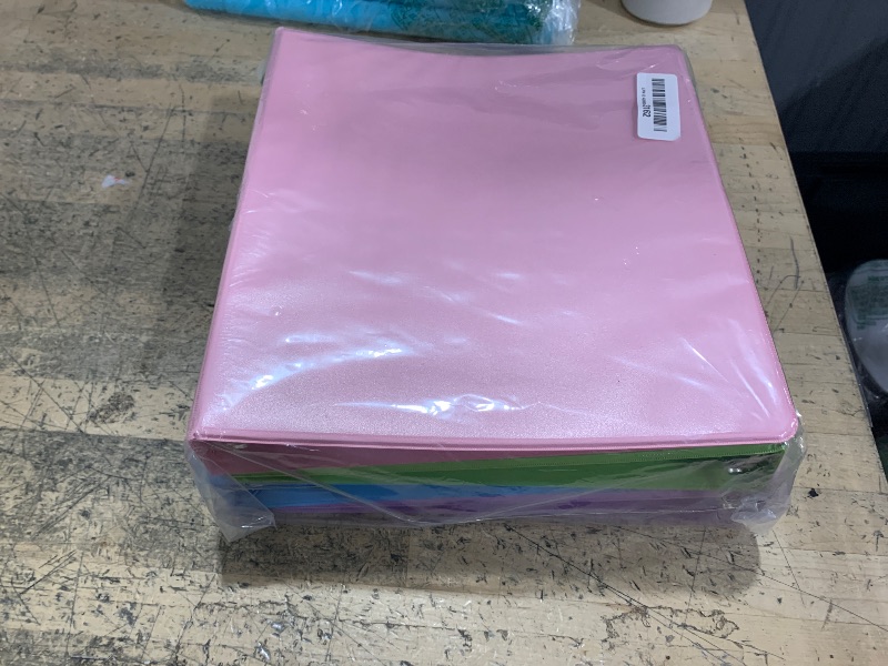 Photo 1 of ***BINDER CLAMPS ON 3 OF 4 DO NOT CLOSE ALL THE WAY PINK BINDER CLOSES THE MOST*** Cardinal 3 Ring Binders, Binders for School and Office, Durable 1.5 Inch, Round Rings, Holds 350 Sheets, ClearVue Presentation View, Non-Stick, Assorted Pastel Colors, 4 Pa