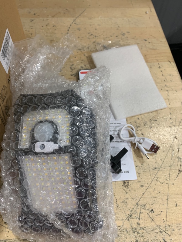 Photo 1 of ***(PARTIAL SET)***Tryme 118Leds Solar Lights Outdoor Clip Motion Sensor Lights Security Light 3 Modes, 3 Color Temperature, Solar Powered, USB Charging (2 Pack)