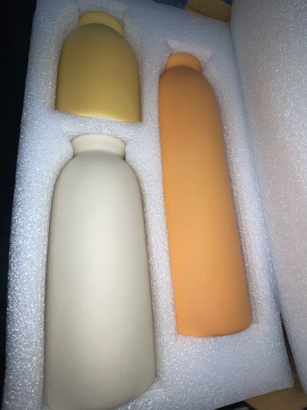 Photo 1 of 10.4 inches Tall Decorative Ceramic Vase Set, 3 Pieces, 10 inches Nordic Modern Style, White, Farmhouse Home Boho Shelf Decor(Orange)