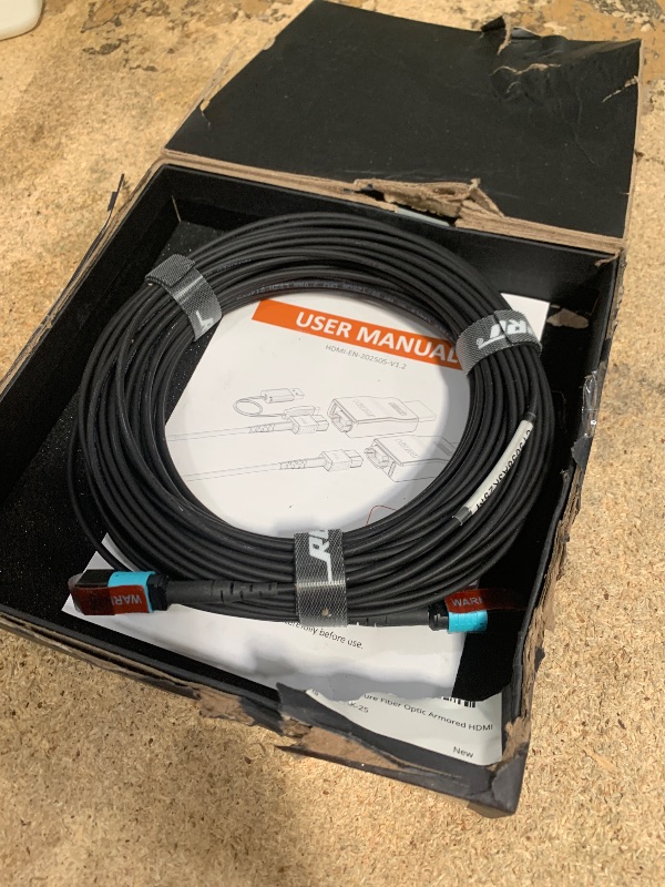 Photo 1 of ***CABLE ONLY***RUIPRO 8K Detachable Full Fiber Optic Armored HDMI 2.1 Cable 85FT, Ultra High Speed 48Gbps, Support 8K@60Hz 4K@120Hz, Dynamic HDR, eARC, Compatible with PS5/Xbox/Blu-ray/TV/Monitor/Projector