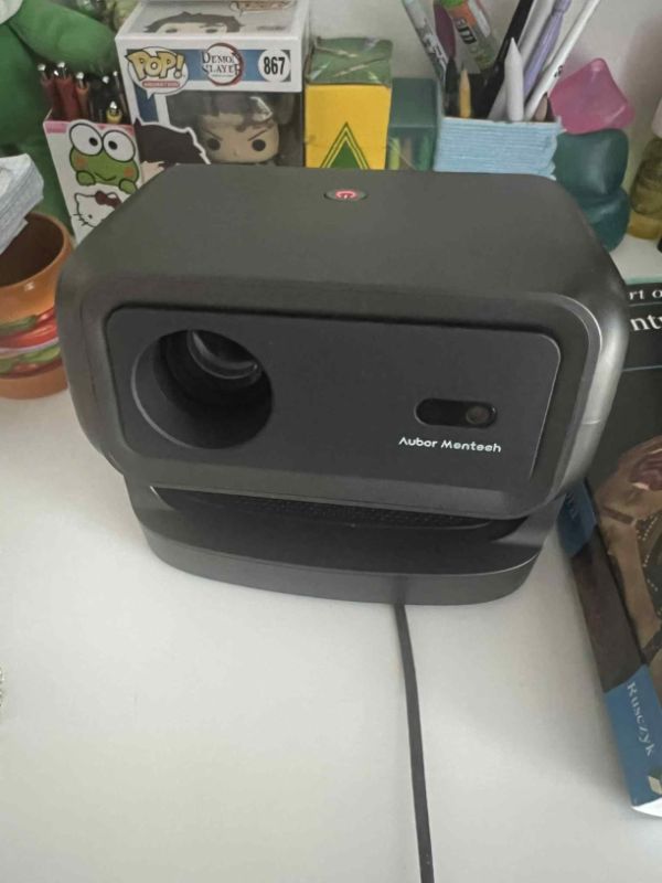 Photo 1 of ?Buit-in Google TV & Voice Control?Smart Projector with WiFi 6 and Bluetooth, 4K Support Movie Outdoor Projectors Compatible with Netflix/Prime Video/YouTube, Auto Focus Home Proyector 180°Stand