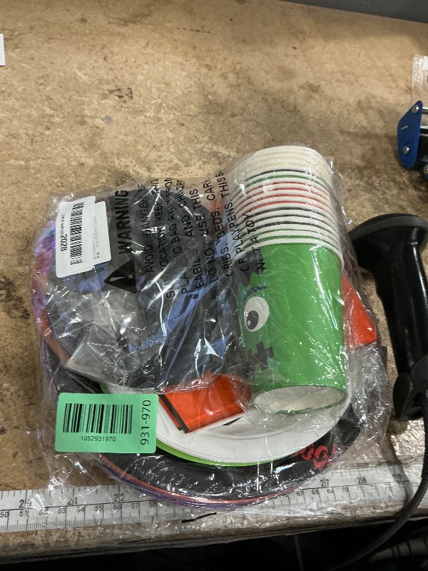 Photo 1 of 106 PCS Halloween Party Supplies Holiday Party Decorations Includes Plates, Napkins, Cups, Hanging Swirls, Tablecloth, Banner for Halloween Birthday Party Decorations, Serves 24