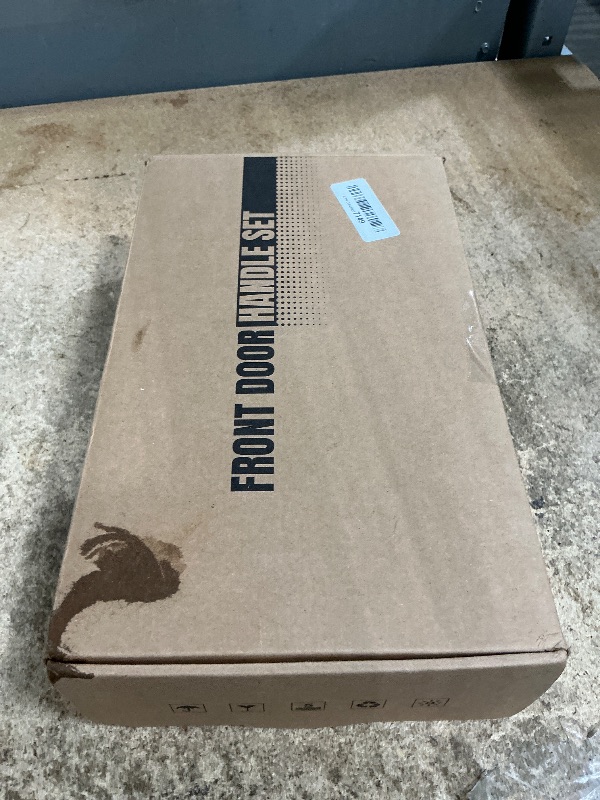 Photo 1 of **MISSING LOWER DOOR LATCH SPINDLE** LOQRON Front Door Handleset Heavy Duty Door Handle and Deadbolt Lock Set, Square Entry Handle Set with Single Cylinder Deadbolt for Right & Left Handed Doors, Matte Black