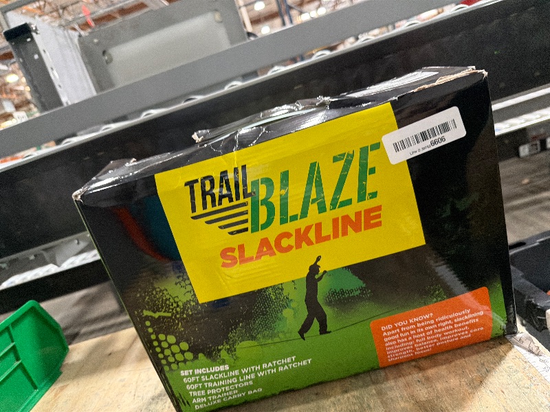 Photo 1 of Complete Slackline Kit with Training Line - 60ft Slack Lines for Backyard for Kids and Adults, Wider Tree Protectors - Ninja Slackline Kit for Kids Outdoor Play Equipment