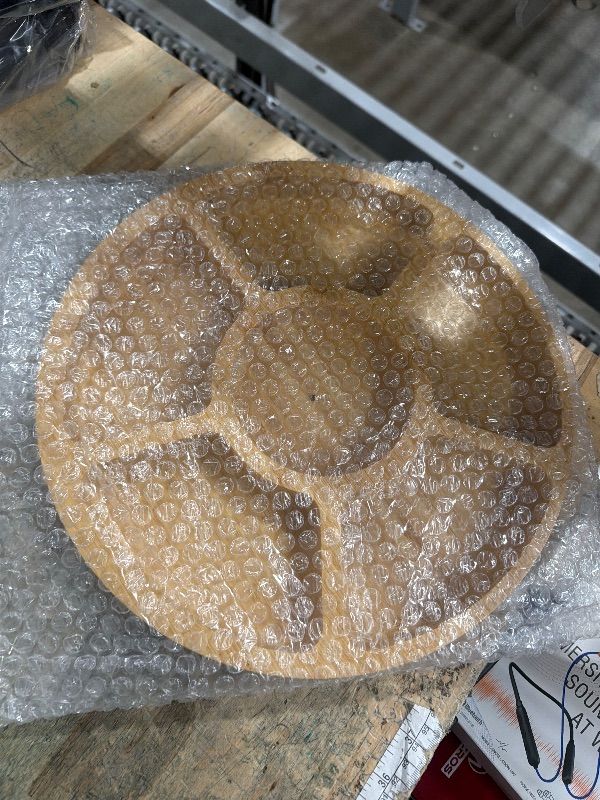 Photo 1 of **SCREW THROUGH MIDDLE**Dicunoy Divided Serving Dish Tray, 13'' Bamboo Rotatable Veggie Fruit Platter, Lazy Susan Relish Sectional Snack Container Bowls with 7 Compartments for Candy, Appetizer, Nuts, Parties