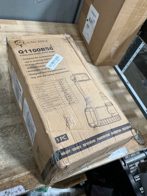 Photo 1 of *****************NON-FUNCTIONAL, FOR PARTS ONLY******************
LANCHEZ 1.6HP Stainless Steel Sump Pump, 5500GPH High Flow Submersible Water Pump with Float Switch, Automatic Transfer Water Pump for Pool Basement Flooded Pit Sewage Sink Tub with 16ft Co