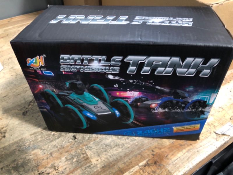 Photo 1 of ***FOR PARTS/WIRES ARE DAMAGED*** Remote-Control Car RC Boat for Pool: Amphibious Cars Toys with Water Gun for Kids ages 6 7 8-12 Adults — 2.4 GHz Waterproof RC Monster Truck Stunt Car Vehicle — All Terrain Beach Car Toy for Gifts