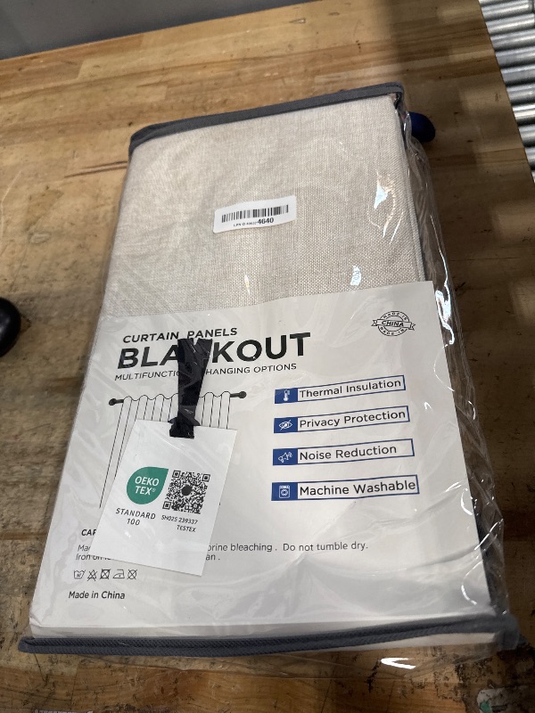 Photo 1 of 100% Blackout Shield Linen Blackout Curtains for Bedroom 96 Inches Long, Back Tab/Rod Pocket Living Room Drapes, Thermal Insulated Blackout Curtains 2 Panels Set, 50" W x 96" L,Cream
