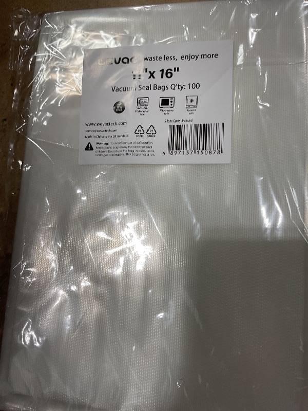 Photo 1 of [2024 Q4] 11" x 16" Vacuum Sealer Bags, 100 Count-Ideal for Food Storage, Sous Vide, and Meal Prep, Keep Food Fresh and Nutrients, Wevac Lite
