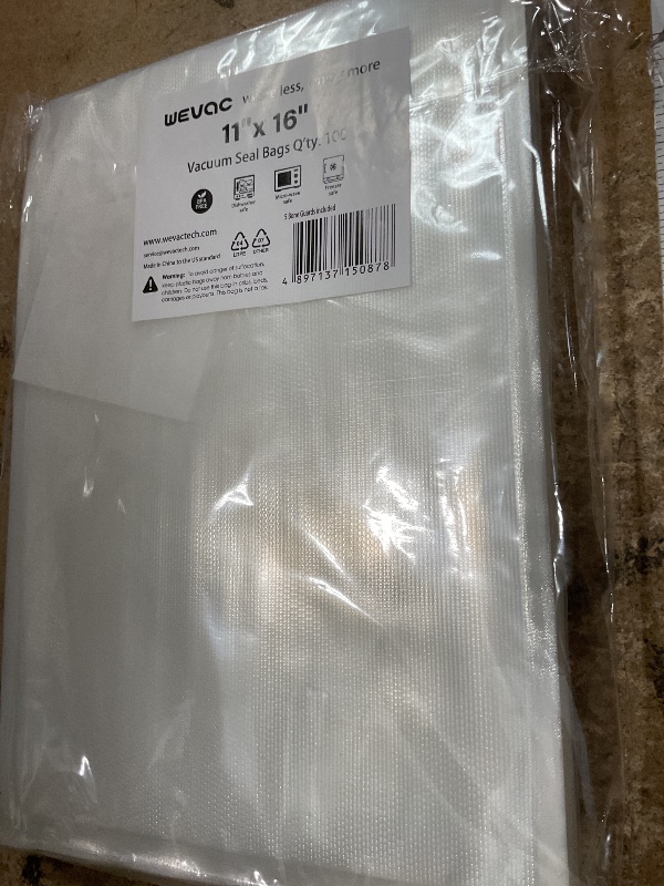Photo 1 of [2024 Q4] 11" x 16" Vacuum Sealer Bags, 100 Count-Ideal for Food Storage, Sous Vide, and Meal Prep, Keep Food Fresh and Nutrients, Wevac Lite