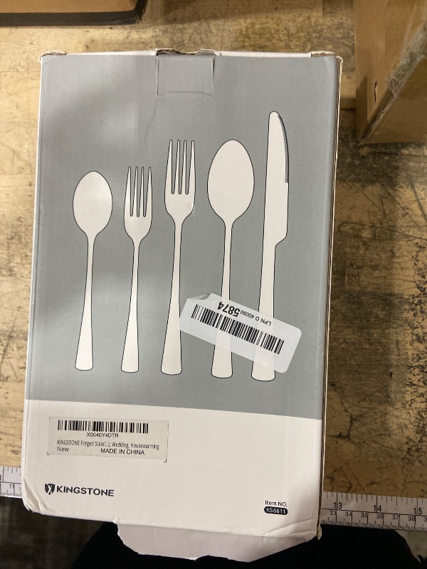 Photo 1 of **PARTIAL SET/MISSING SPOONS** KINGSTONE Silverware Set for 8, 40-Piece Forged 18/10 Stainless Steel Flatware Set, Mirror Finish Cutlery Set Dishwasher Safe for Home, Restaurant, Wedding, Party
