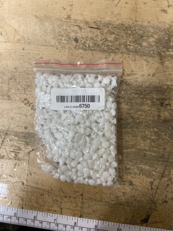 Photo 1 of 500 Pieces Plastic Hole Plugs Round Button Plugs for Cabinet Cupboard Shelves 3/16 Inch White Screw Caps Drilling Cover Plugs